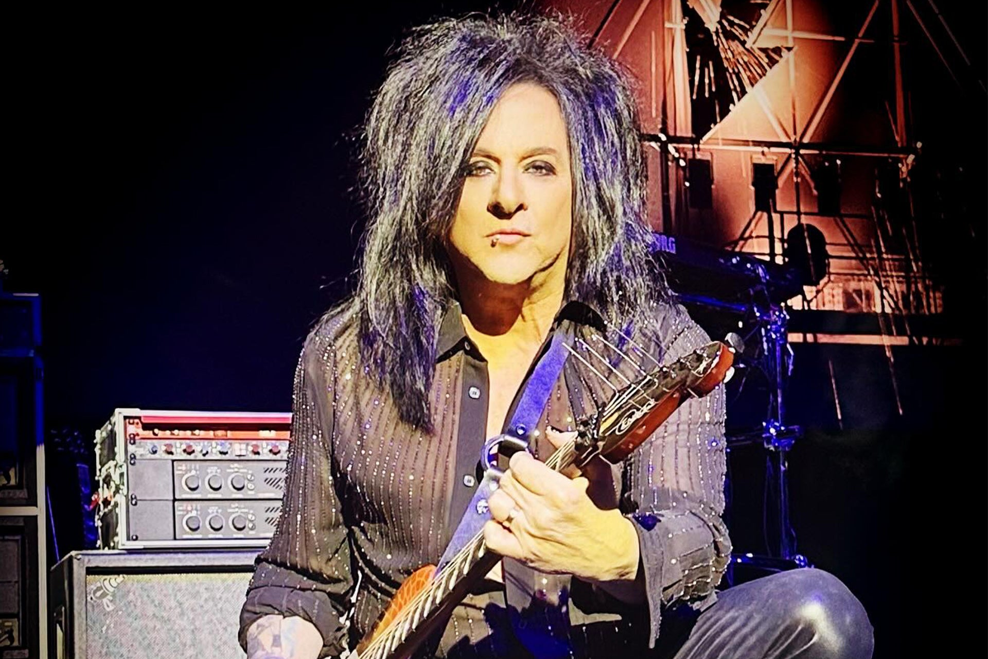 Steve Stevens of Billy Idol, legendary guitarist and RedSeven Amplification artist, on stage.