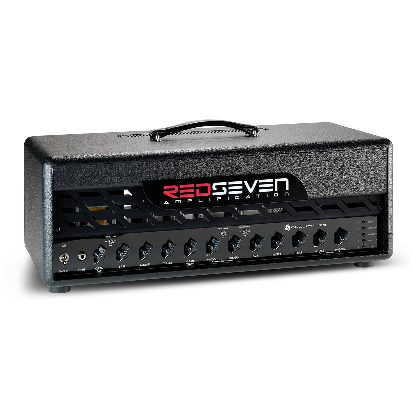 RedSeven Duality 100 RS amp head photographed from front angle