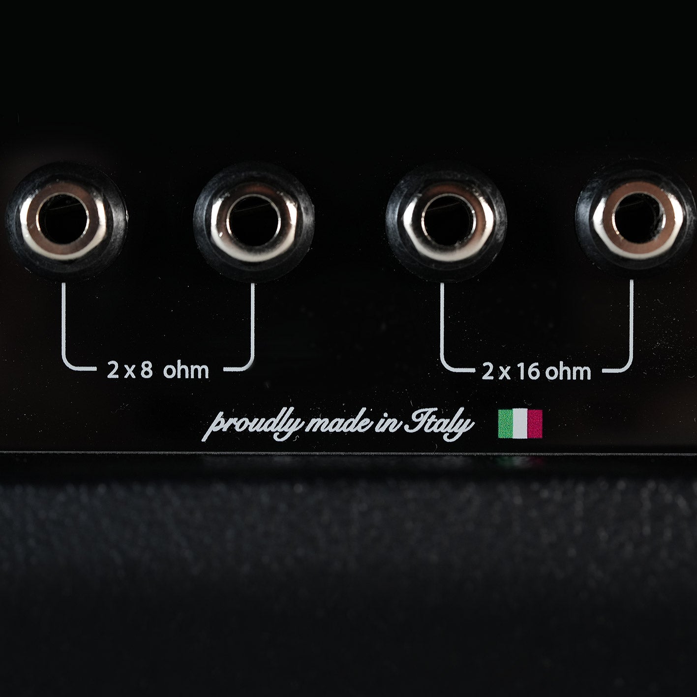 Proudly made in Italy detail on Duality 100 RS rear panel