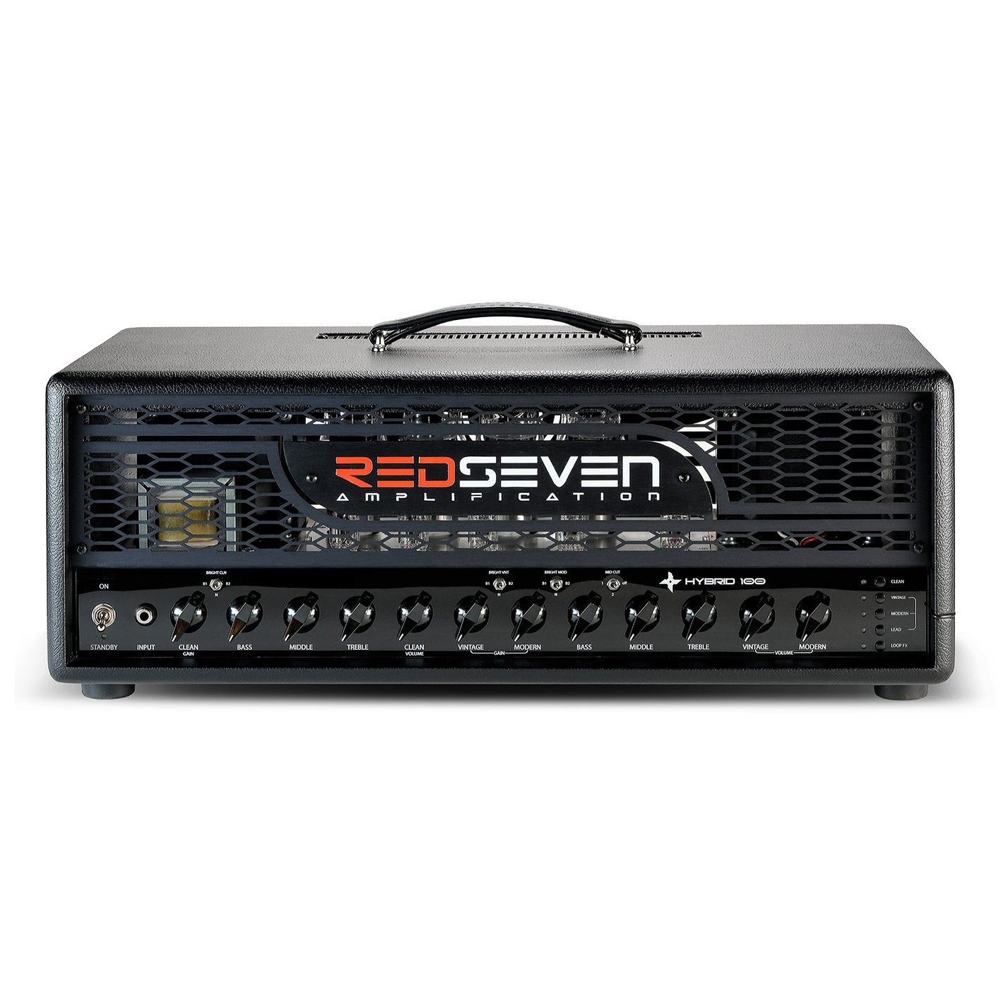 Hybrid 100 front view RedSeven guitar amplifier