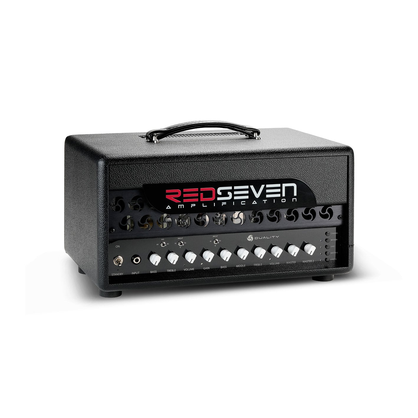 Front angled view of the RedSeven Duality tube amplifier
