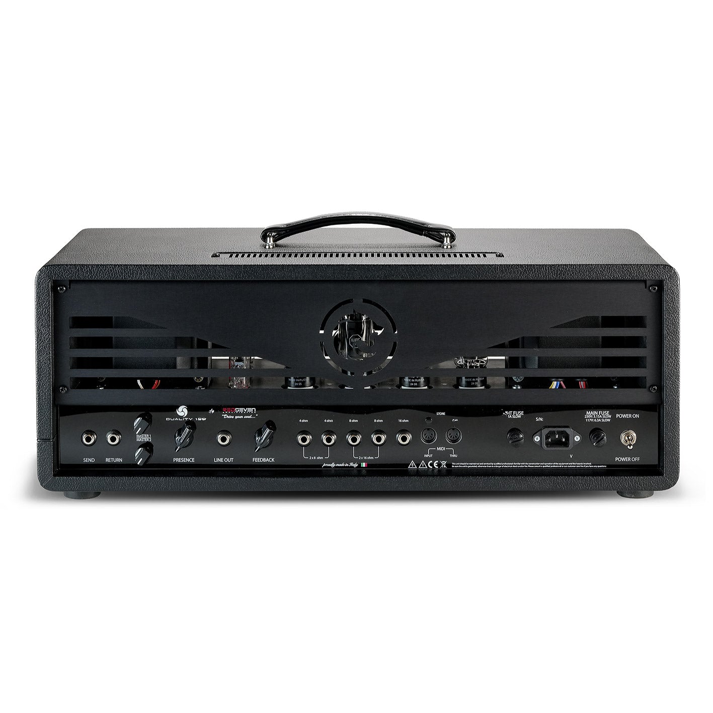 Rear panel of the RedSeven Duality 100 RS amplifier