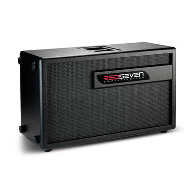 RedSeven Amplification 2x12 guitar cabinet rear angled view showing closed back design