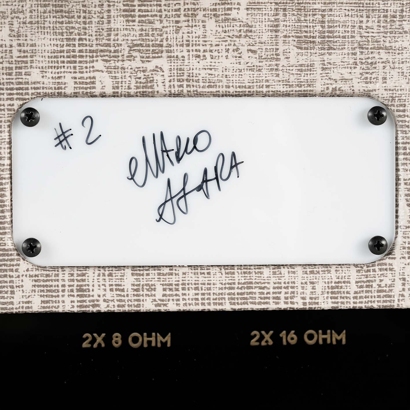 Marco Azara signature plate on RedSeven Azary amplifier – limited edition detail