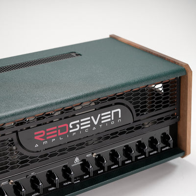 Leviathan Forest Edition — front panel close-up, black hardware, glowing tubes visible through grill