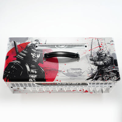 Leviathan Japan Serie Bushido — overhead view, dual samurai figures and red sun across full top panel