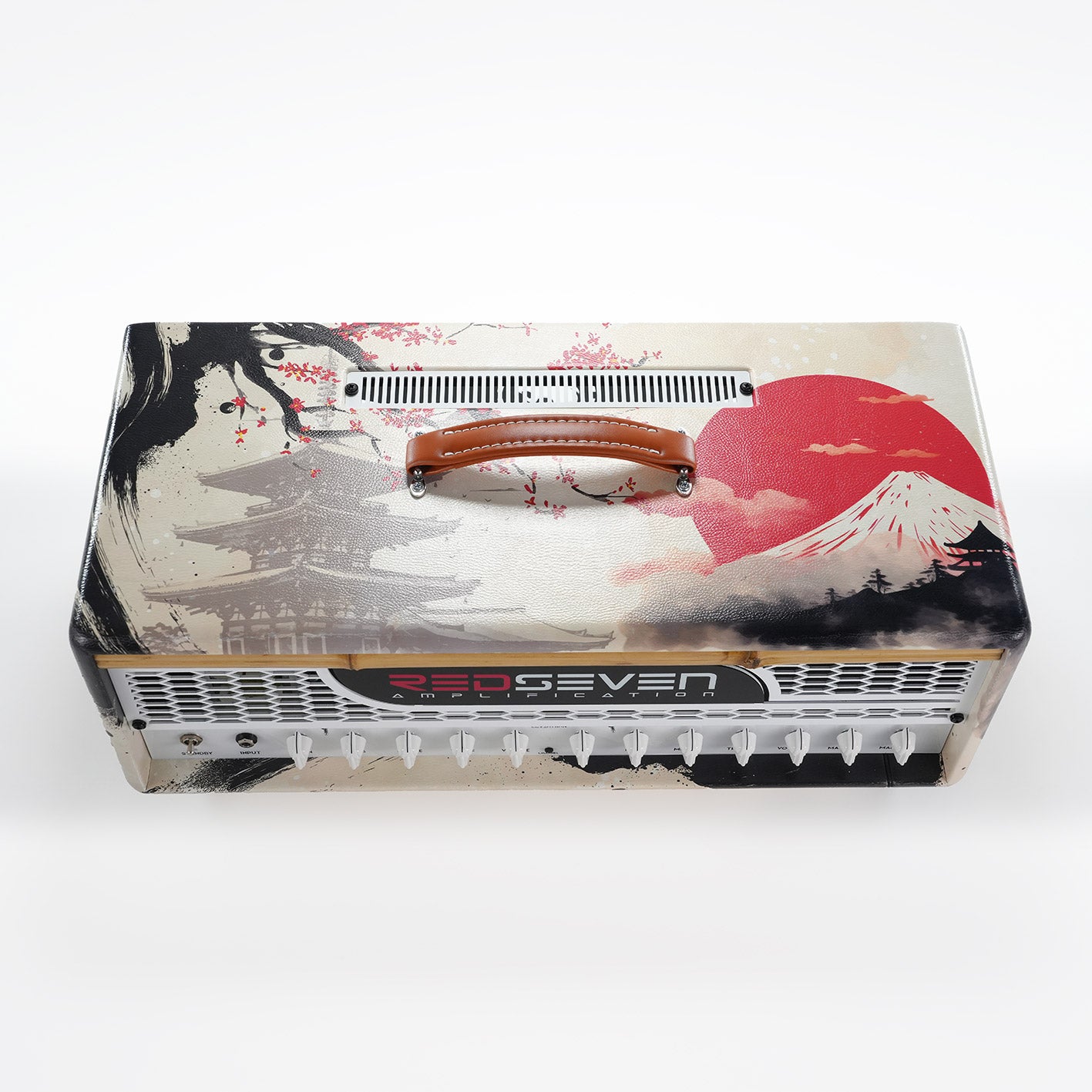 RedSeven Leviathan Japan Serie Koi — overhead view, full Japanese landscape artwork with pagoda, sakura and Mount Fuji
