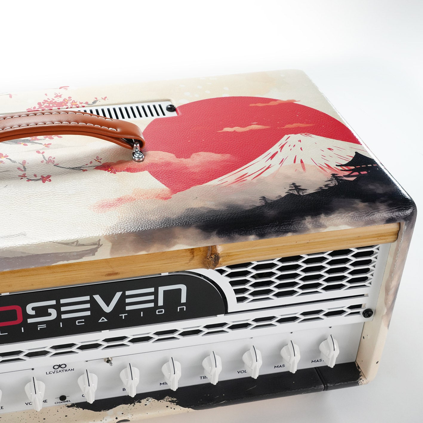 Leviathan Japan Serie Koi — top panel angled view, Mount Fuji and red sun with sakura blossoms