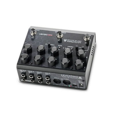 Rear panel of RedSeven Leviathan Preamp Pedal showing stereo inputs, MIDI and FX loop connections