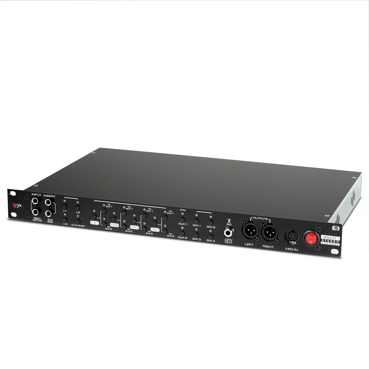 RedSeven Multi Stereo Line Mixer top view solid rack chassis design
