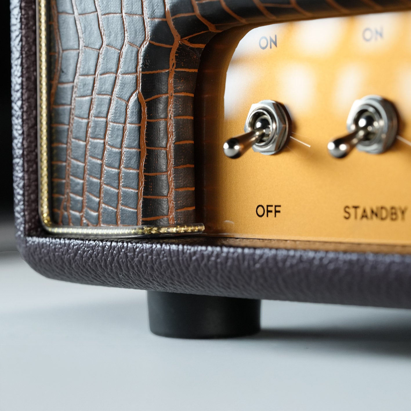 RedSeven Numero Uno power and standby switches, front panel close up