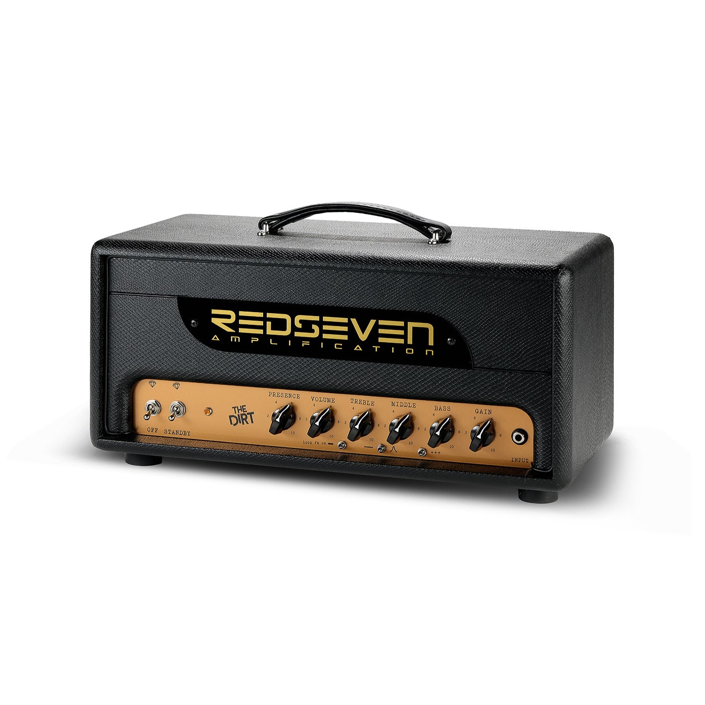 RedSeven The Dirt angled front view – handcrafted Italian high-gain amp