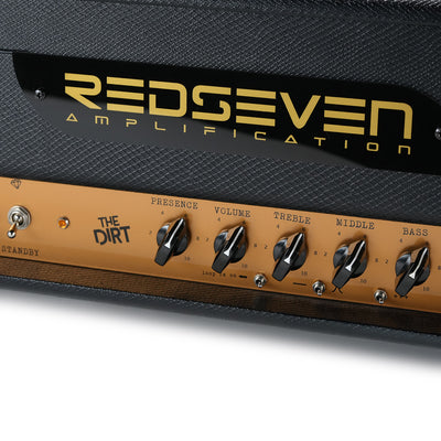 RedSeven The Dirt control panel close-up – Presence, Volume, Treble, Middle, Bass